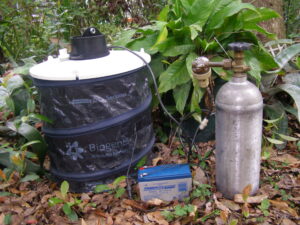 Mosquito trap set in woods